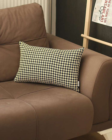 Yellow Houndstooth Lumbar Throw Pillow