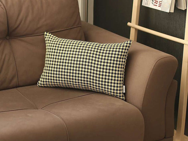 Yellow Houndstooth Lumbar Throw Pillow