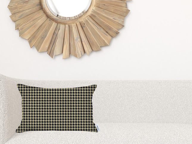 Yellow Houndstooth Lumbar Throw Pillow