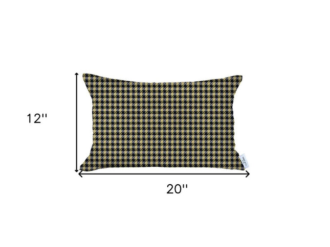 Yellow Houndstooth Lumbar Throw Pillow