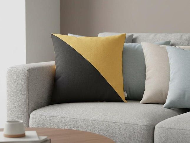 Yellow and Black Diagonal Decorative Throw Pillow
