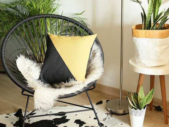 Yellow and Black Diagonal Decorative Throw Pillow