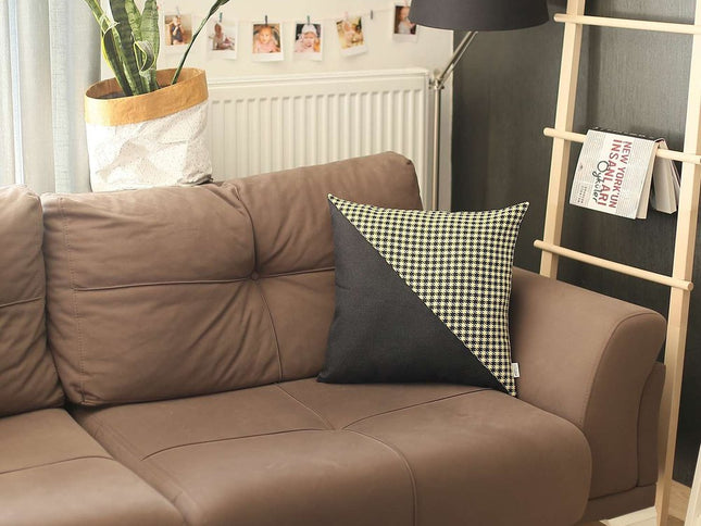 Yellow Houndstooth Modern Decorative Throw Pillow