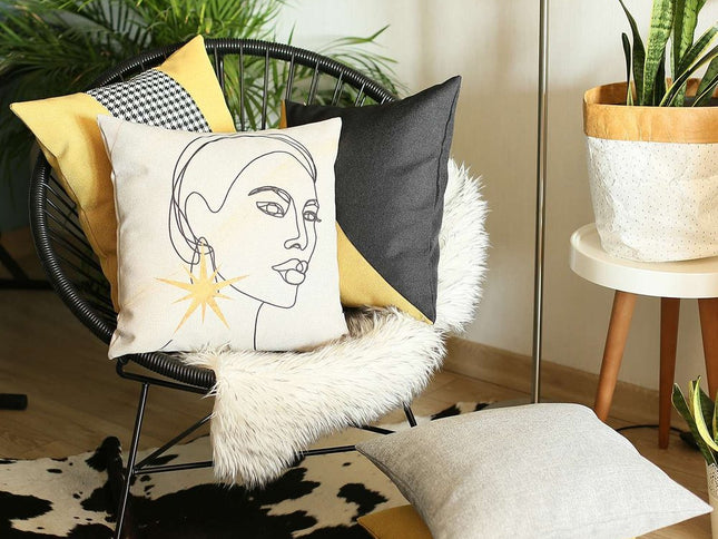 Yellow and Black Houndstooth Throw Pillow