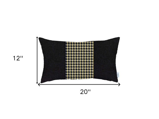 Yellow and Black Houndstooth Lumbar Throw Pillow