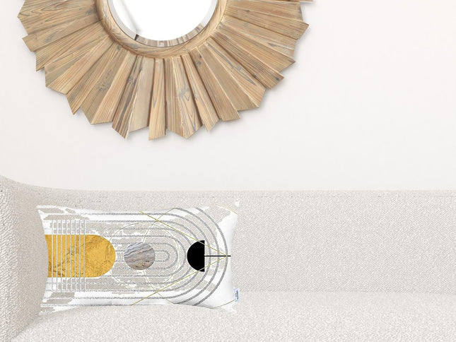 White Geometric Pattern Lumbar Throw Pillow