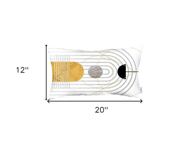 White Geometric Pattern Lumbar Throw Pillow