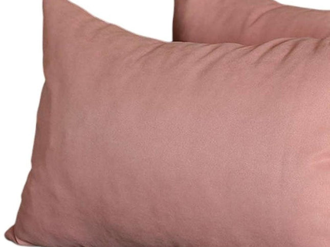 Set of Two 12" X 20" Pink Fabric Lumbar Throw Pillows