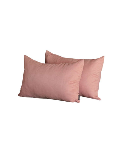 Set of Two 12" X 20" Pink Fabric Lumbar Throw Pillows