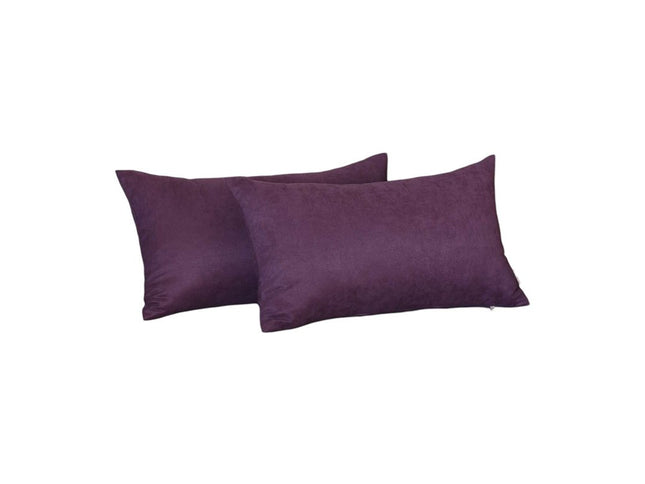 Set of Two 12" X 20" Purple Fabric Lumbar Throw Pillows