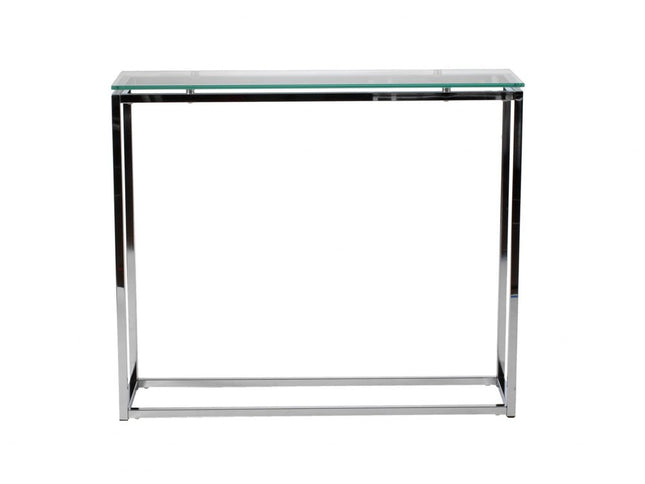 36" Clear and Silver Glass Sled Console Table