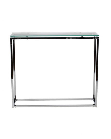 36" Clear and Silver Glass Sled Console Table