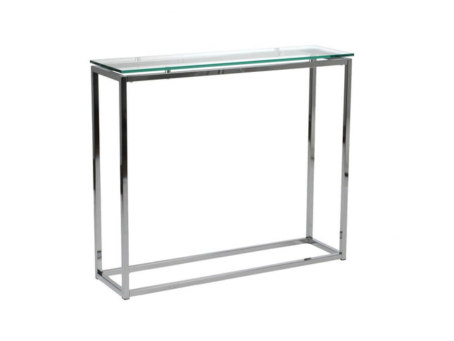 36" Clear and Silver Glass Sled Console Table