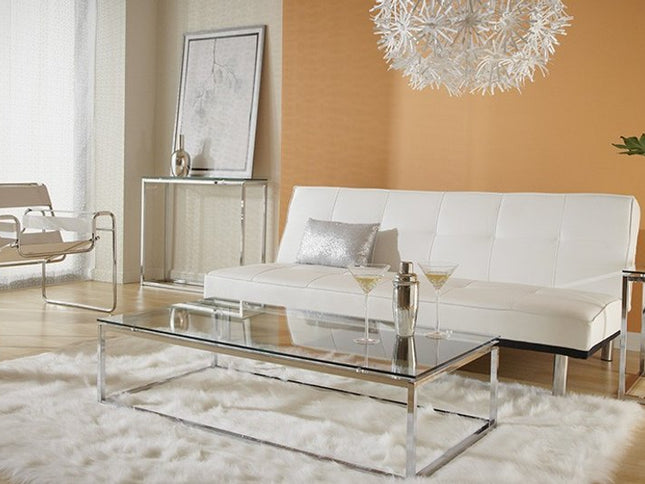 36" Clear and Silver Glass Sled Console Table
