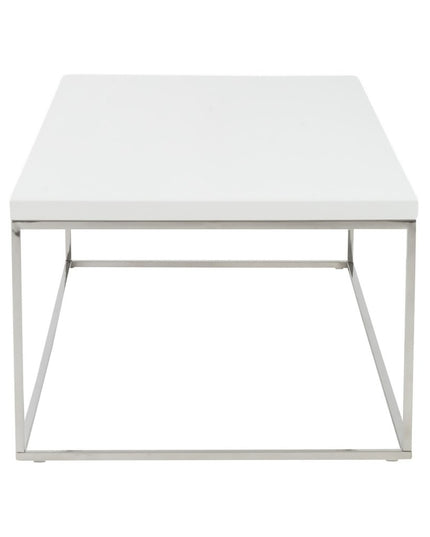 47" White and Silver Wood And Metal Frame Coffee Table