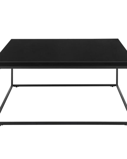 35" Black Wood And Metal Square Frame Coffee Table