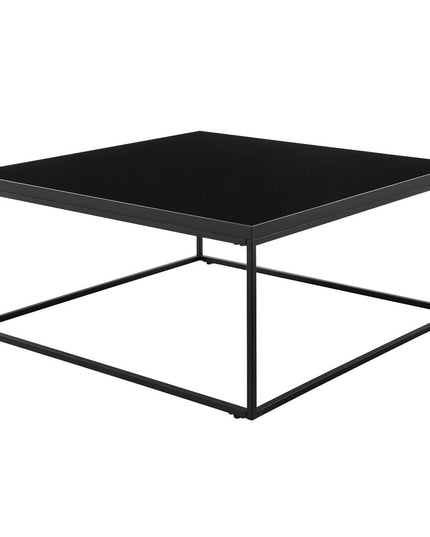 35" Black Wood And Metal Square Frame Coffee Table