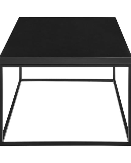 35" Black Wood And Metal Square Frame Coffee Table