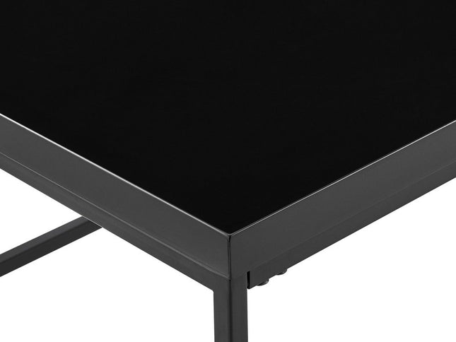 35" Black Wood And Metal Square Frame Coffee Table