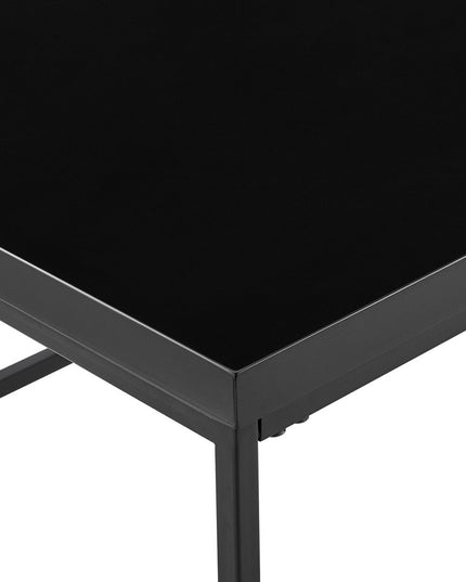 35" Black Wood And Metal Square Frame Coffee Table