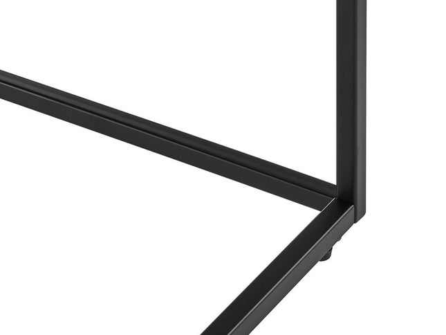 35" Black Wood And Metal Square Frame Coffee Table