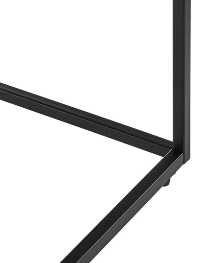 35" Black Wood And Metal Square Frame Coffee Table