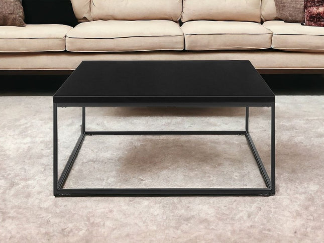 35" Black Wood And Metal Square Frame Coffee Table