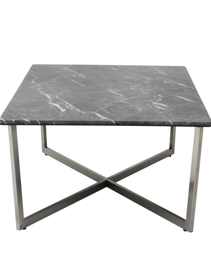 47" Black and Silver Wood And Metal Cross Legs Coffee Table