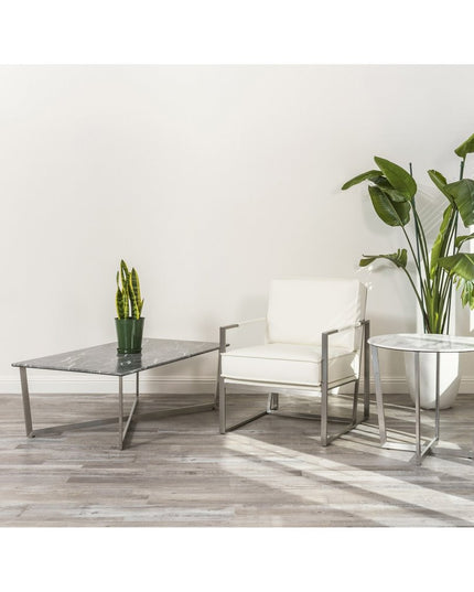 47" Black and Silver Wood And Metal Cross Legs Coffee Table