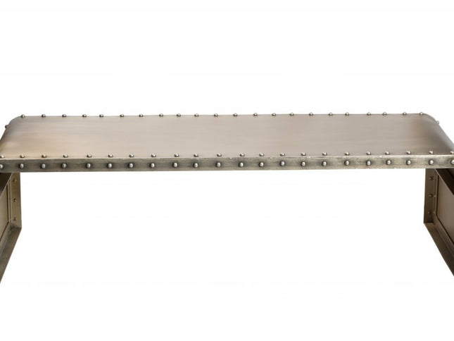 60" Gray Aluminum and Metal Frame Coffee Table