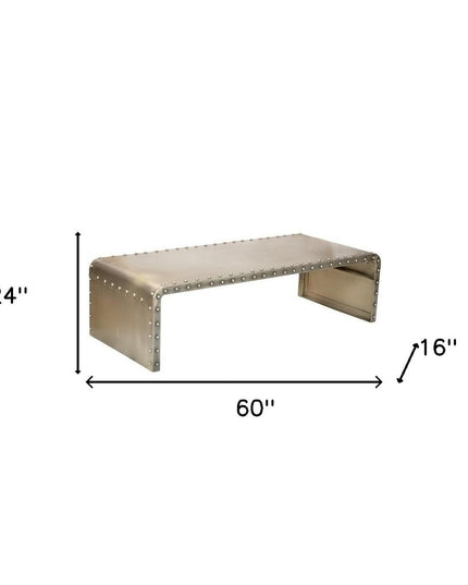 60" Gray Aluminum and Metal Frame Coffee Table