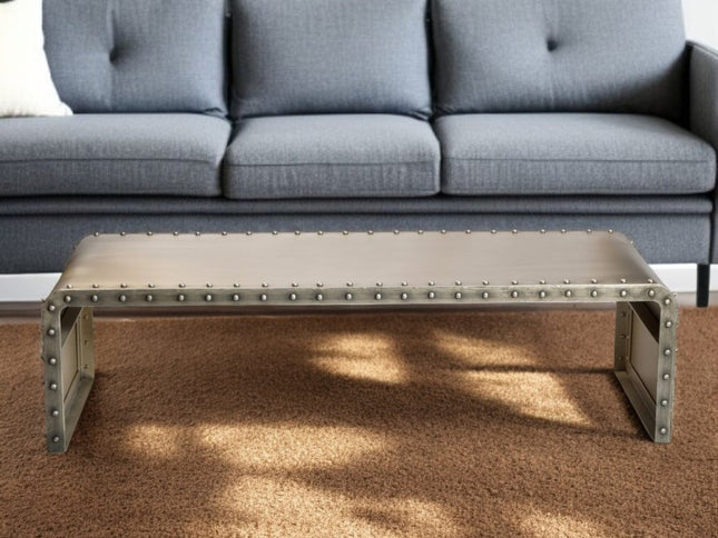 60" Gray Aluminum and Metal Frame Coffee Table