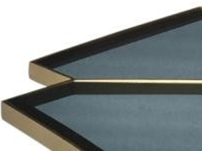 34" Black and Gold Glass and Iron Free Form Frame Coffee Table