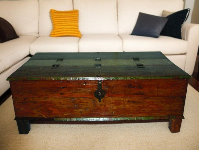 50" Brown Solid Wood Distressed Lift Top Coffee Table