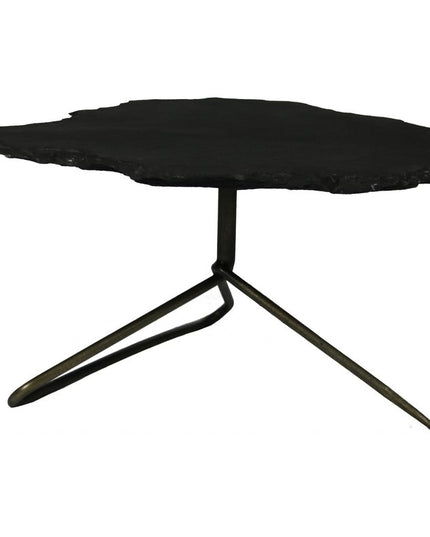 Set of Two Brown Stone and Iron Free Form Bunching Coffee Tables