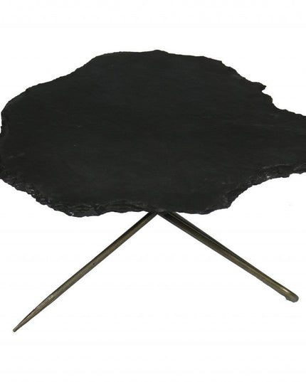 Set of Two Brown Stone and Iron Free Form Bunching Coffee Tables