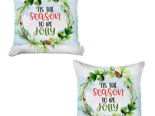 Set Of Two Multicolor Zippered Polyester Text Throw Pillow