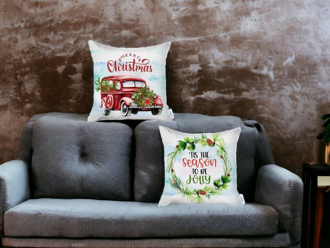 Set of Two Merry Christmas Tis the Season Thow Pillows