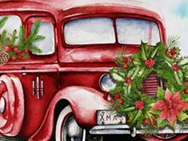 Set of Two Red White and Blue Merry Christmas Christmas Christmas Wreath Throw Pillow Cover