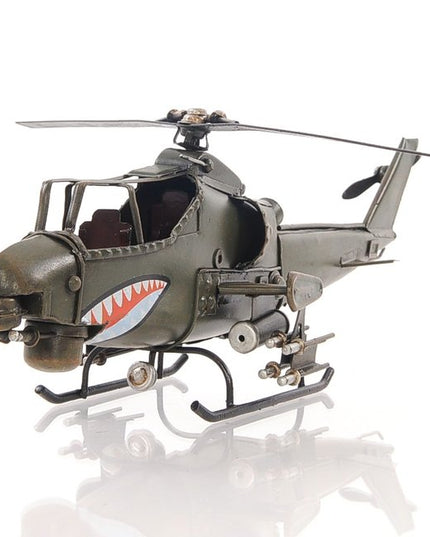 5" Green Metal Hand Painted Model Airplane Tabletop Sculpture