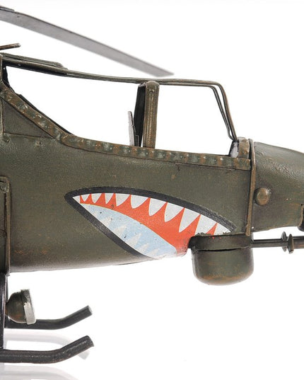 5" Green Metal Hand Painted Model Airplane Tabletop Sculpture