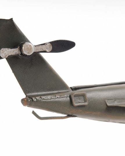 5" Green Metal Hand Painted Model Airplane Tabletop Sculpture