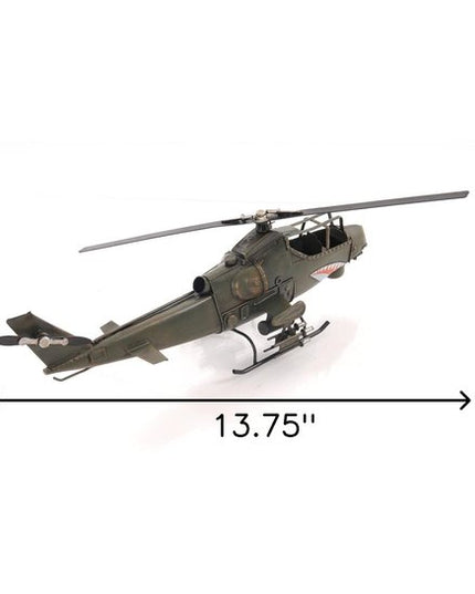 5" Green Metal Hand Painted Model Airplane Tabletop Sculpture