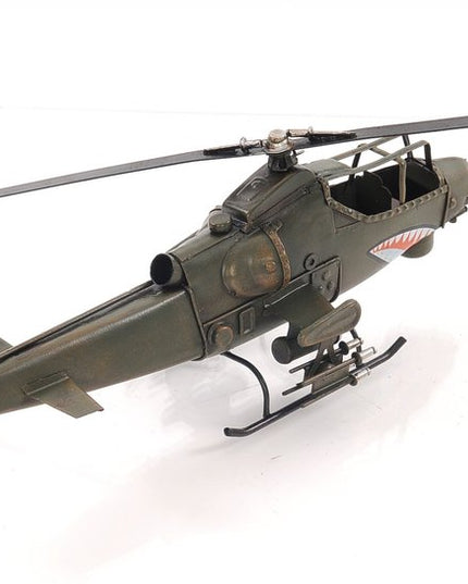 5" Green Metal Hand Painted Model Airplane Tabletop Sculpture