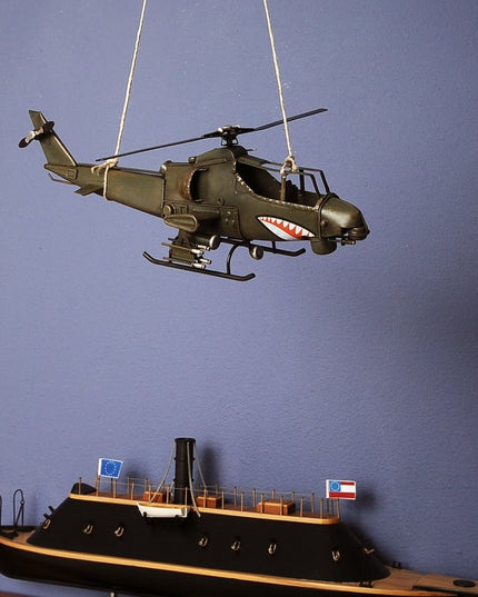 5" Green Metal Hand Painted Model Airplane Tabletop Sculpture