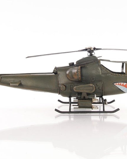 5" Green Metal Hand Painted Model Airplane Tabletop Sculpture