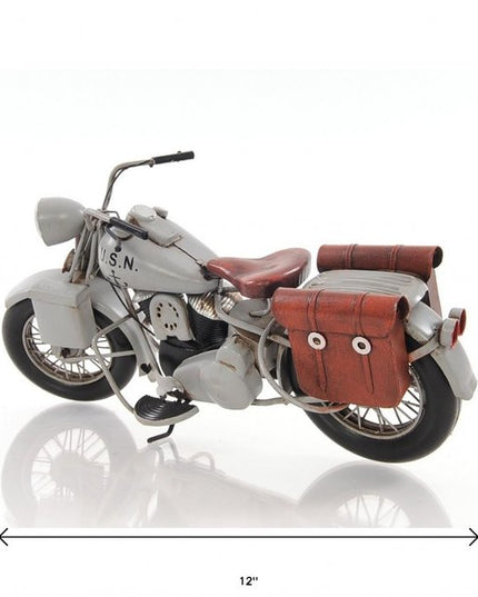 6" Grey Metal Hand Painted Decorative Motorcycle