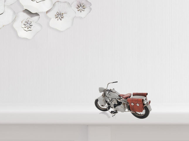 6" Grey Metal Hand Painted Decorative Motorcycle