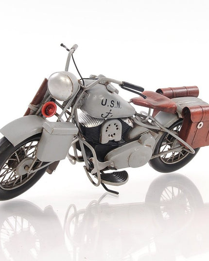 6" Grey Metal Hand Painted Decorative Motorcycle