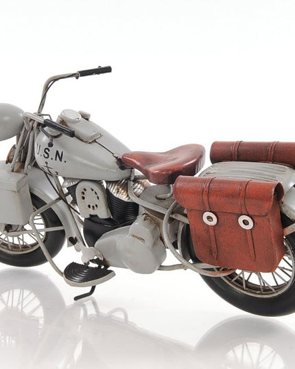 6" Grey Metal Hand Painted Decorative Motorcycle